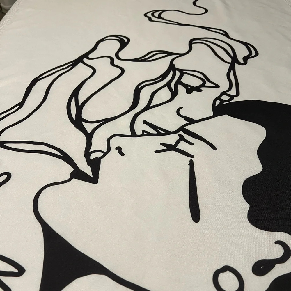 Girl in Red by tvorac United States Tapestry/Flag Black/White Seductive Couple